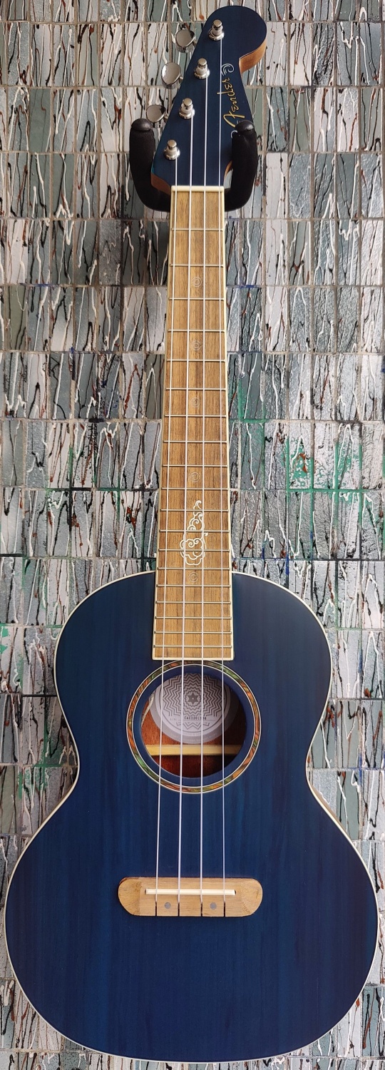 Fender Dhani Harrison Electro-Acoustic Tenor Ukulele, Walnut Fingerboard, Sapphire Blue