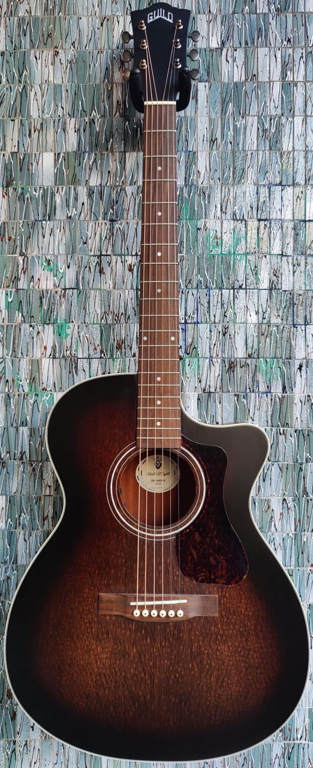 Guild Westerly Collection OM-240CE Electro-Acoustic Orchestra Cutaway, Antique Charcoal Burst