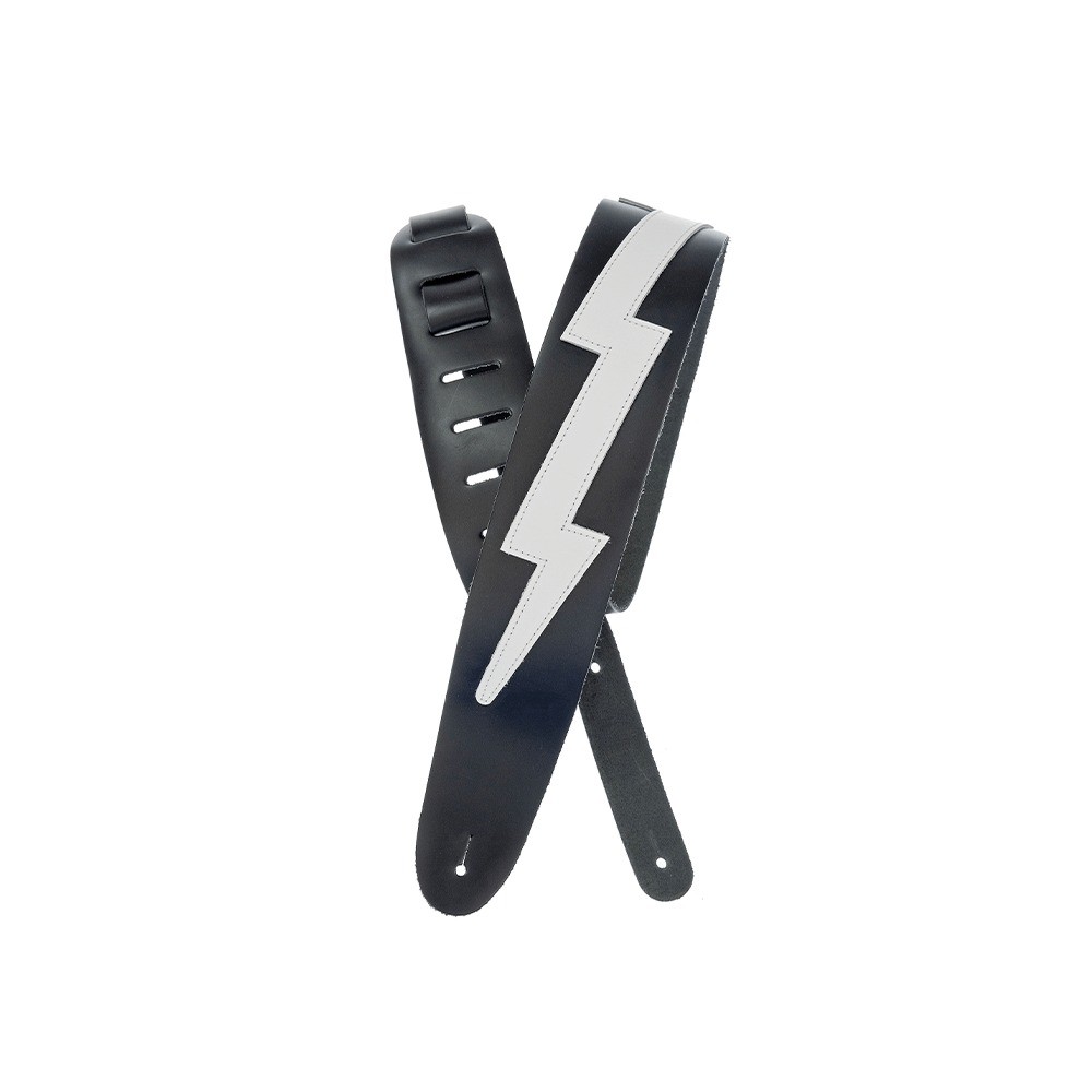 Planet Waves Icon Leather Guitar Strap, Lightning Bolt