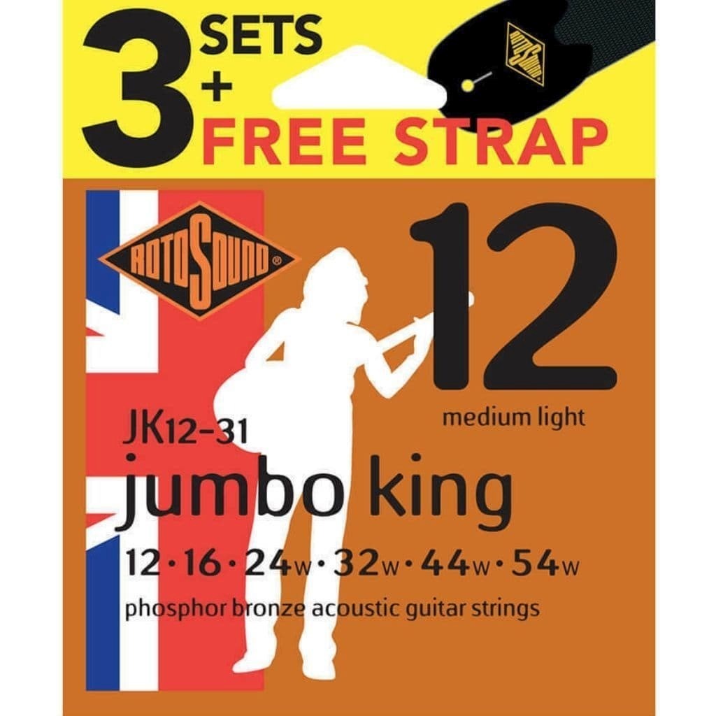 Rotosound Jumbo King 12s Triple Pack Plus Free Strap