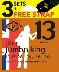 Rotosound Jumbo King 13s Triple Pack Plus Free Strap