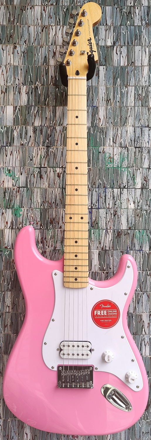 Squier Sonic Stratocaster HT H, Maple Fingerboard, White Pickguard, Flash Pink