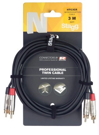 Stagg NTC3CR Twin Cable, RCA/RCA, 10ft