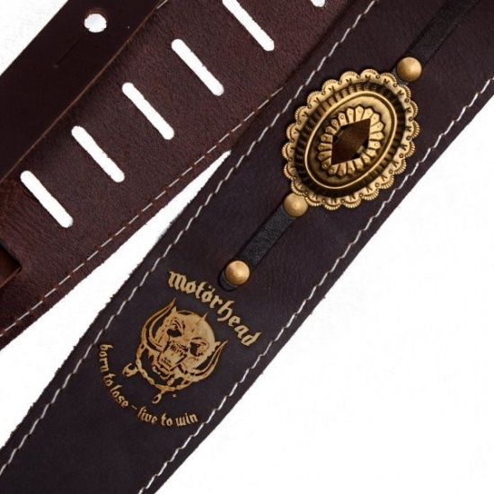 Richter Motrhead Genuine Leather Guitar Strap, Brown Old Brass