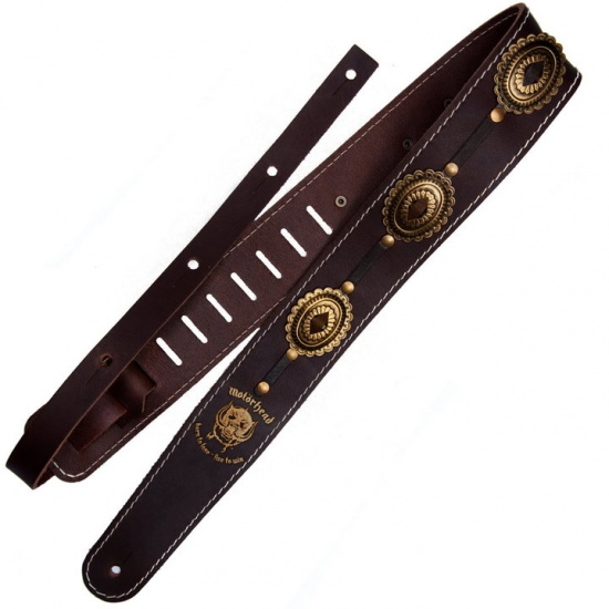 Richter Motrhead Genuine Leather Guitar Strap, Brown Old Brass