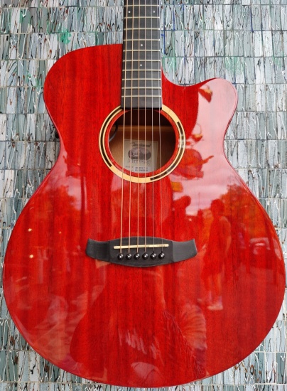 Tanglewood Discovery Series DBT SFCE TR G Electro-Acoustic Super Folk Cutaway, Thru Red Gloss