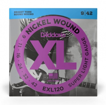 D'Addario EXL120 Nickel Wound Electric Guitar Strings, Super-Light, 09-42
