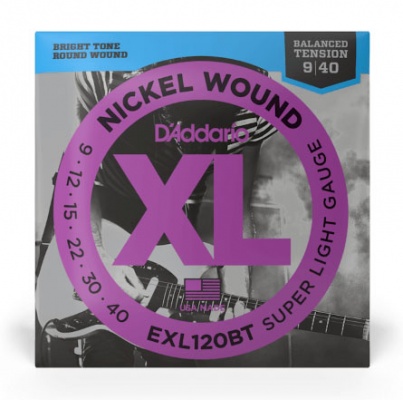 D'Addario EXL120BT Nickel Wound Electric Guitar Strings, Balanced Tension Super Light, 09-40