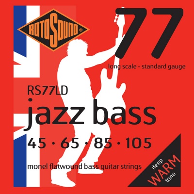 Rotosound Jazz Bass 77 Monel Flatwound Bass Strings, 40-100