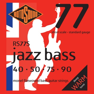 Rotosound Jazz Bass 77 Monel Flatwound Bass Strings, Short Scale 40-90