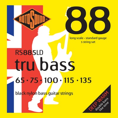 Rotosound Tru Bass 88 Black Nylon Tapewound 5-String, 65-135