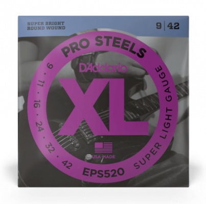 D'Addario EPS520 ProSteels Electric Guitar Strings, Super Light, 09-42