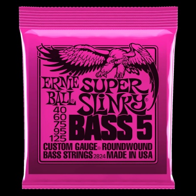 Ernie Ball Nickel Wound Super Slinky 5 String Bass String Set, 40-125