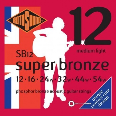 Rotosound Super Bronze Medium Light Acoustic Guitar Strings, 12-54