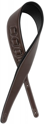 Stagg Padded Leatherette Guitar Strap, XL Dark Brown