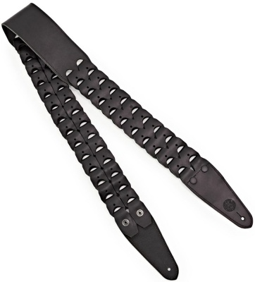 Stones Music GSL5XL Heavy Leather Link Guitar Strap, Black