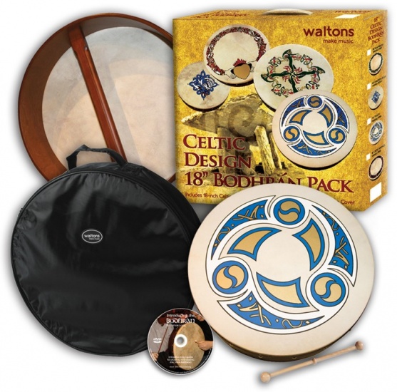 Waltons 18'' Bodhran Starter Pack, Trinity Cross